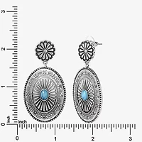 JS Jessica Simpson Silver Tone Womens Blue Oval Drop Earrings