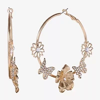 JS Jessica Simpson Gold Tone Womens Glass 67.5mm Butterfly Hoop Earrings