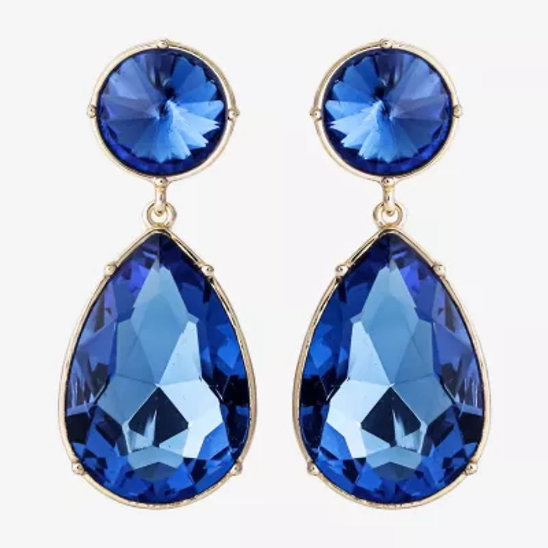 JS Jessica Simpson Gold Tone Womens Glass Drop Earrings