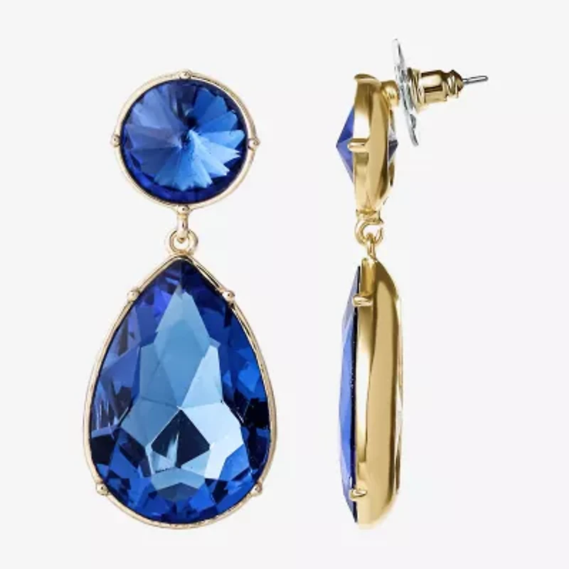 JS Jessica Simpson Gold Tone Womens Glass Drop Earrings