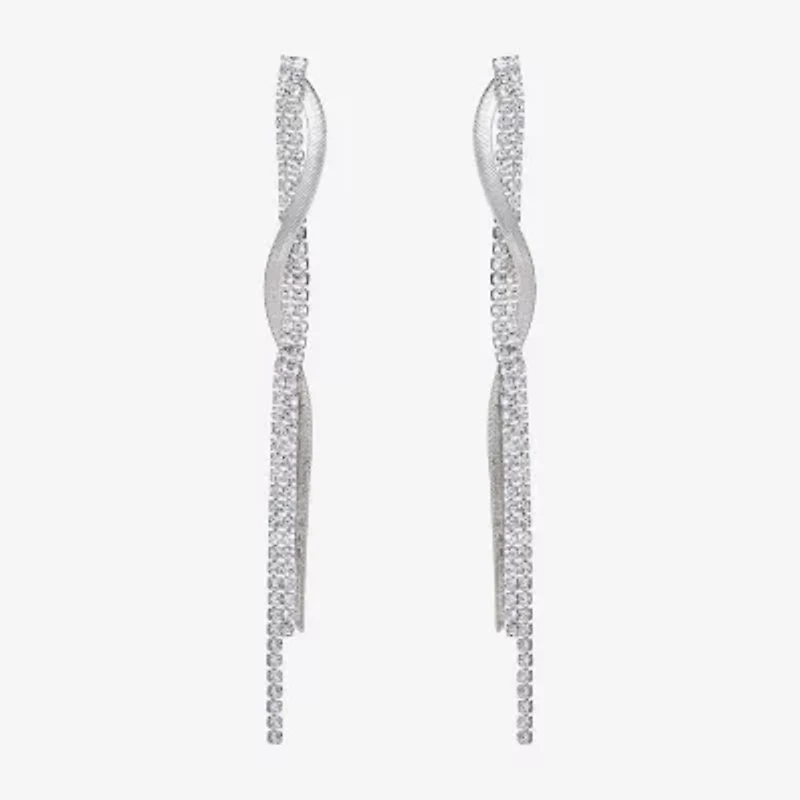 JS Jessica Simpson Silver Tone Womens Glass Drop Earrings