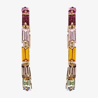 JS Jessica Simpson Gold Tone Womens Multi Color Glass 58mm Hoop Earrings