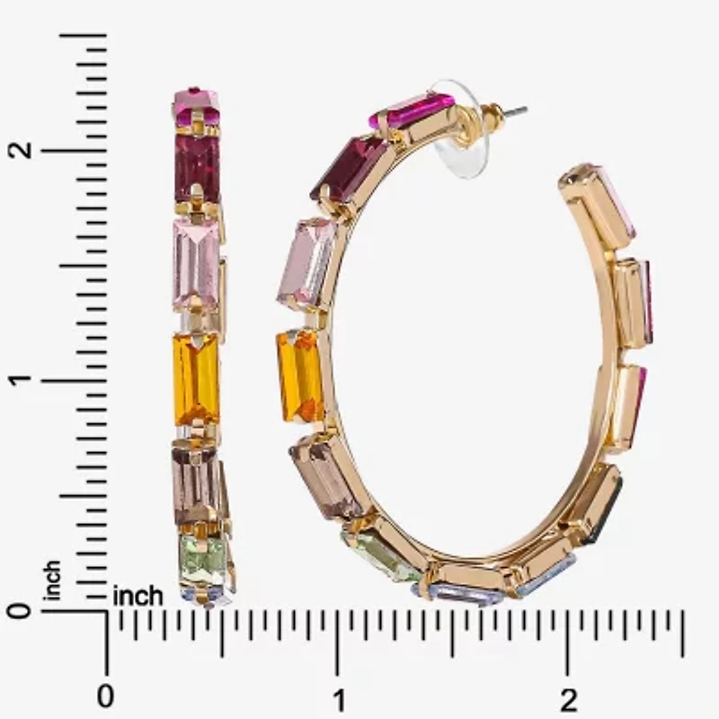 JS Jessica Simpson Gold Tone Womens Multi Color Glass 58mm Hoop Earrings