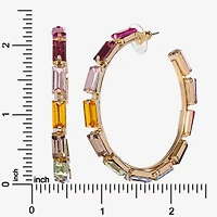 JS Jessica Simpson Gold Tone Womens Multi Color Glass 58mm Hoop Earrings