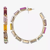 JS Jessica Simpson Gold Tone Womens Multi Color Glass 58mm Hoop Earrings