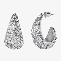 JS Jessica Simpson Silver Tone Womens Glass 29.3mm Hoop Earrings