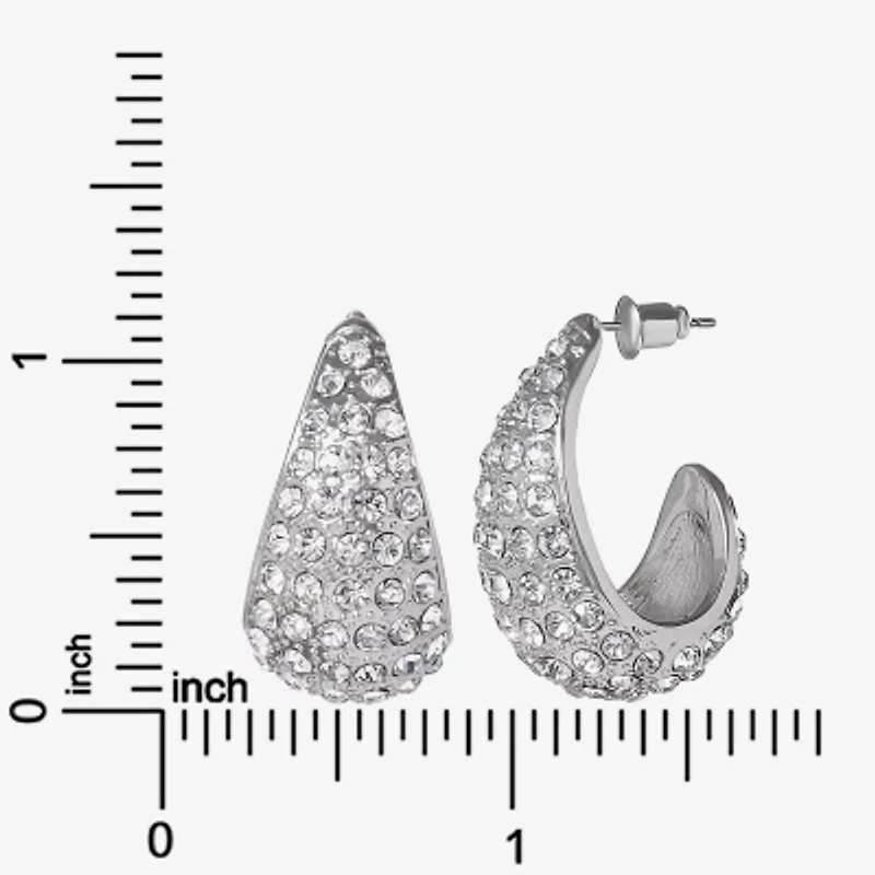 JS Jessica Simpson Silver Tone Womens Glass 29.3mm Hoop Earrings