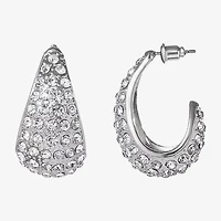 JS Jessica Simpson Silver Tone Womens Glass 29.3mm Hoop Earrings
