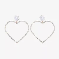 JS Jessica Simpson Gold Tone Womens Glass Heart Drop Earrings