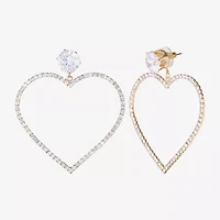 JS Jessica Simpson Gold Tone Womens Glass Heart Drop Earrings