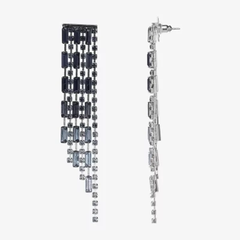 JS Jessica Simpson Silver Tone Womens Glass Drop Earrings