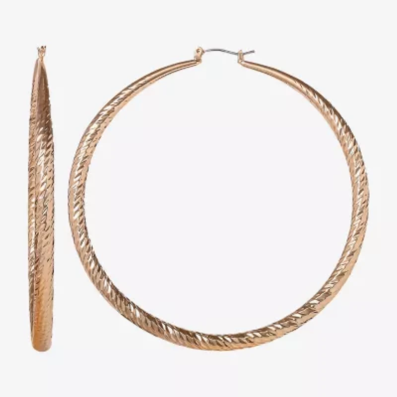 JS Jessica Simpson Gold Tone Womens 79.3mm Hoop Earrings