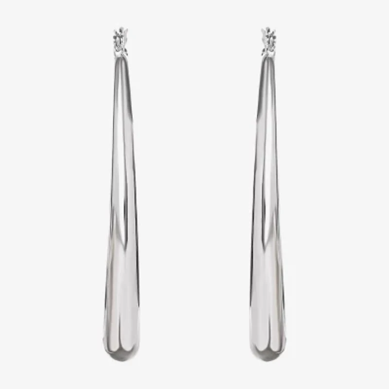 JS Jessica Simpson Silver Tone Womens 64.9mm Hoop Earrings