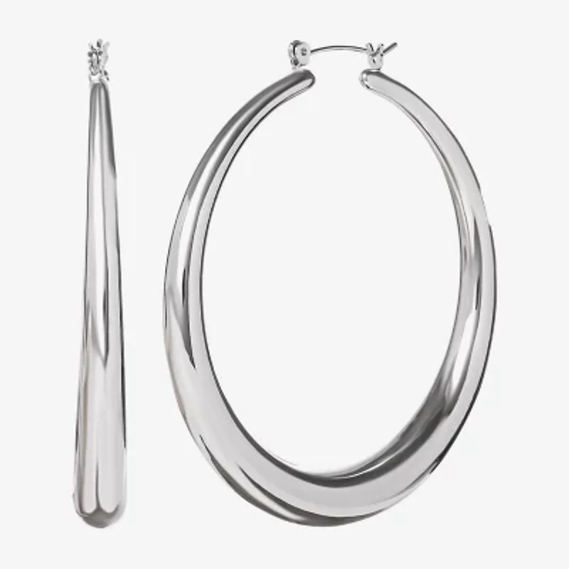 JS Jessica Simpson Silver Tone Womens 64.9mm Hoop Earrings