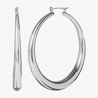 JS Jessica Simpson Silver Tone Womens 64.9mm Hoop Earrings
