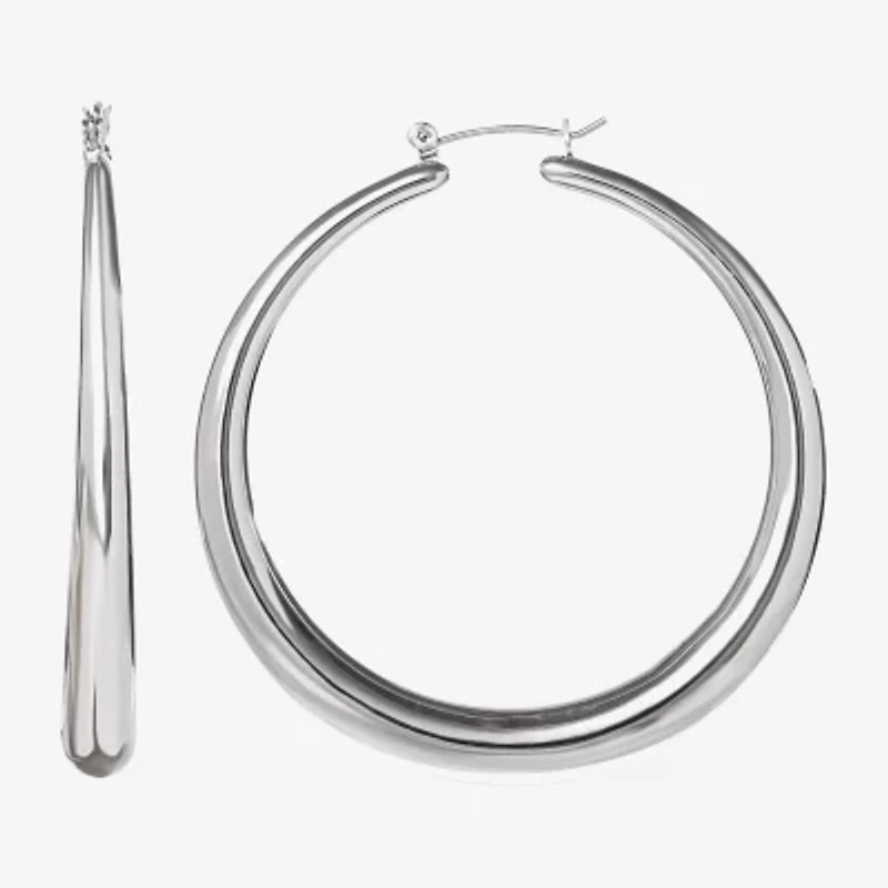 JS Jessica Simpson Silver Tone Womens 64.9mm Hoop Earrings