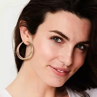 JS Jessica Simpson Gold Tone Womens 53.3mm Hoop Earrings