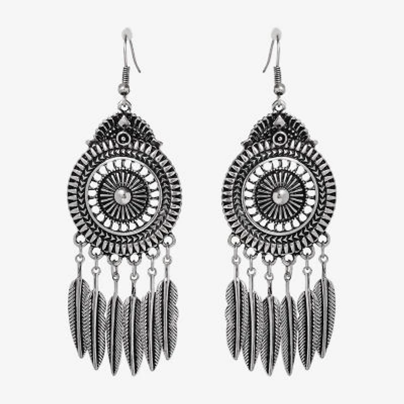 JS Jessica Simpson Silver Tone Womens Oval Drop Earrings
