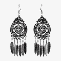 JS Jessica Simpson Silver Tone Womens Oval Drop Earrings