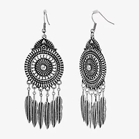 JS Jessica Simpson Silver Tone Womens Oval Drop Earrings