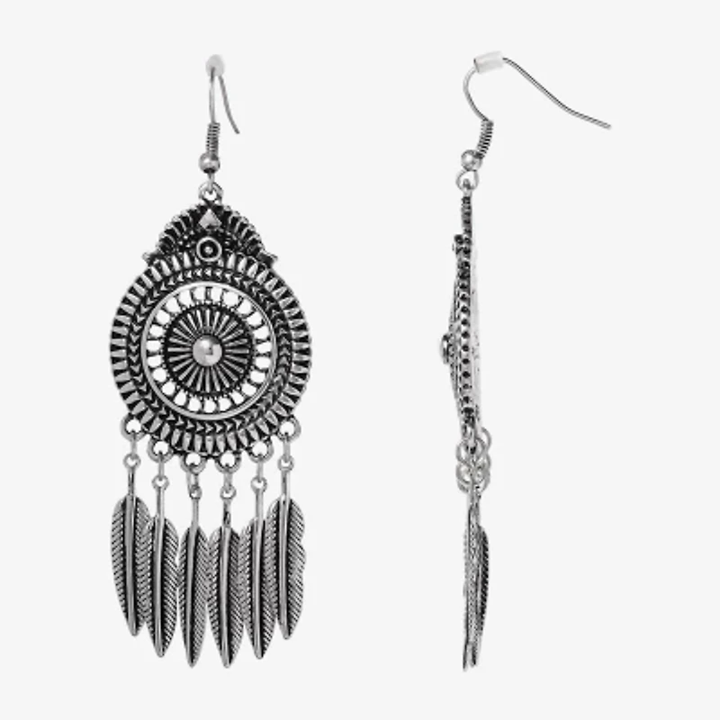 JS Jessica Simpson Silver Tone Womens Oval Drop Earrings