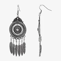 JS Jessica Simpson Silver Tone Womens Oval Drop Earrings
