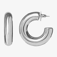 JS Jessica Simpson Silver Tone Womens 39.5mm Hoop Earrings