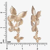 JS Jessica Simpson Gold Tone Womens Butterfly Drop Earrings