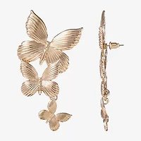 JS Jessica Simpson Gold Tone Womens Butterfly Drop Earrings