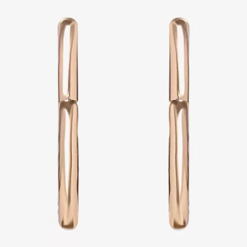 JS Jessica Simpson Gold Tone Womens 42mm Heart Hoop Earrings