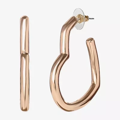 JS Jessica Simpson Gold Tone Womens 42mm Heart Hoop Earrings