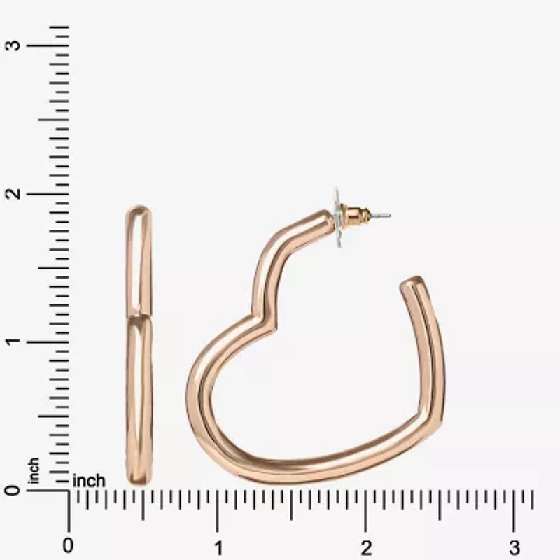 JS Jessica Simpson Gold Tone Womens 42mm Heart Hoop Earrings