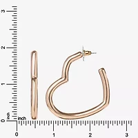 JS Jessica Simpson Gold Tone Womens 42mm Heart Hoop Earrings