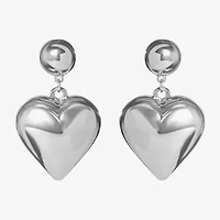 JS Jessica Simpson Silver Tone Womens Heart Drop Earrings