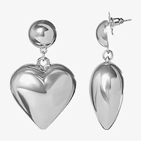 JS Jessica Simpson Silver Tone Womens Heart Drop Earrings