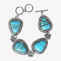 JS Jessica Simpson Silver Tone Womens Turquoise Strand Bracelet