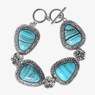 JS Jessica Simpson Silver Tone Womens Turquoise Strand Bracelet