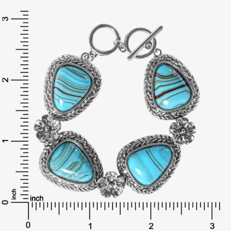 JS Jessica Simpson Silver Tone Womens Turquoise Strand Bracelet