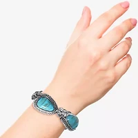 JS Jessica Simpson Silver Tone Womens Turquoise Strand Bracelet