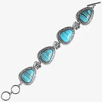 JS Jessica Simpson Silver Tone Womens Turquoise Strand Bracelet