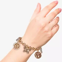 JS Jessica Simpson Gold Tone Womens Glass Butterfly Charm Bracelet