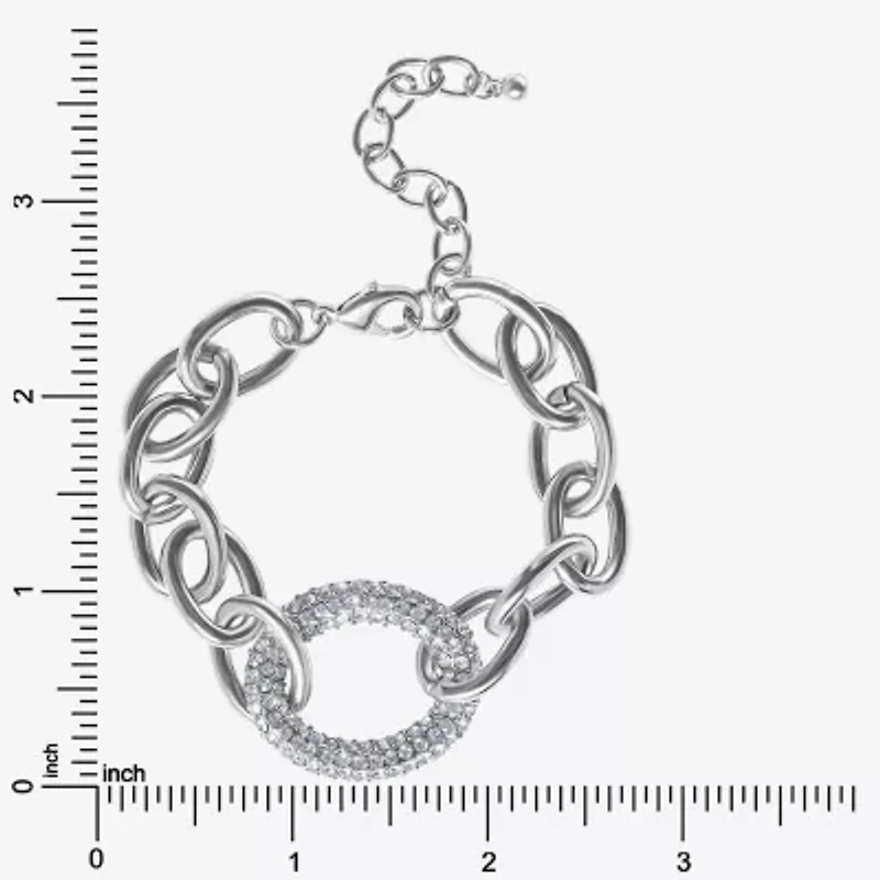 JS Jessica Simpson Silver Tone Womens Solid 7.5 Inch Link Bracelet