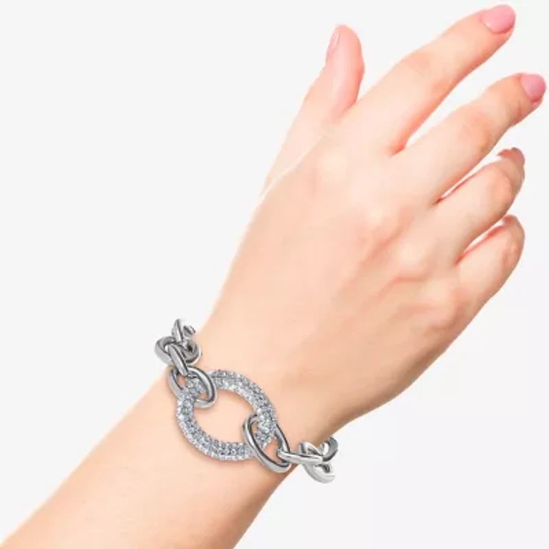 JS Jessica Simpson Silver Tone Womens Solid 7.5 Inch Link Bracelet