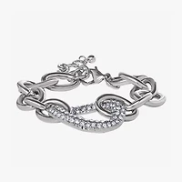 JS Jessica Simpson Silver Tone Womens Solid 7.5 Inch Link Bracelet