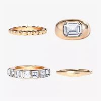JS Jessica Simpson Gold Tone Womens Glass Ring Set