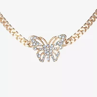 JS Jessica Simpson Gold Tone Womens Glass Alloy Butterfly 13 Inch Pendant Necklace