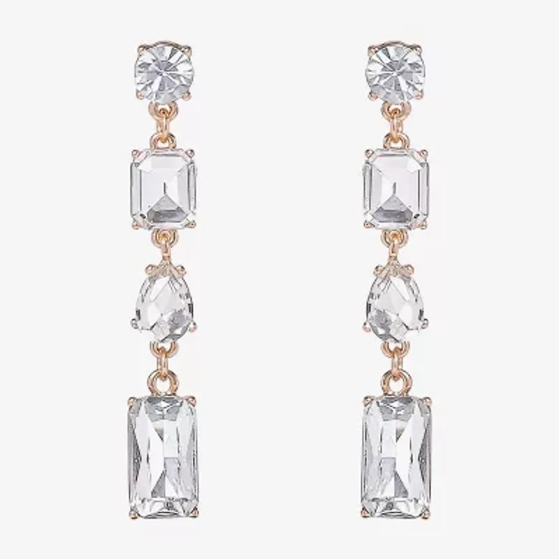 JS Jessica Simpson Gold Tone Womens Glass Drop Earrings