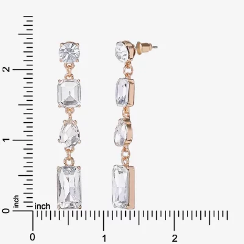 JS Jessica Simpson Gold Tone Womens Glass Drop Earrings