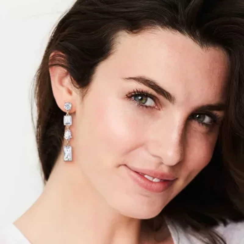 JS Jessica Simpson Gold Tone Womens Glass Drop Earrings