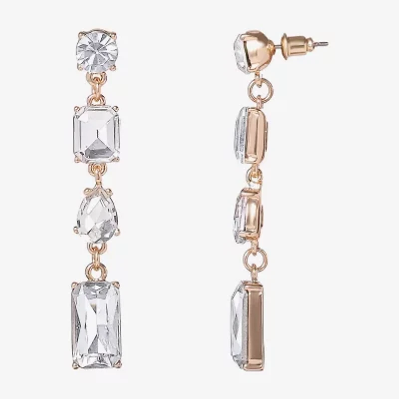 JS Jessica Simpson Gold Tone Womens Glass Drop Earrings